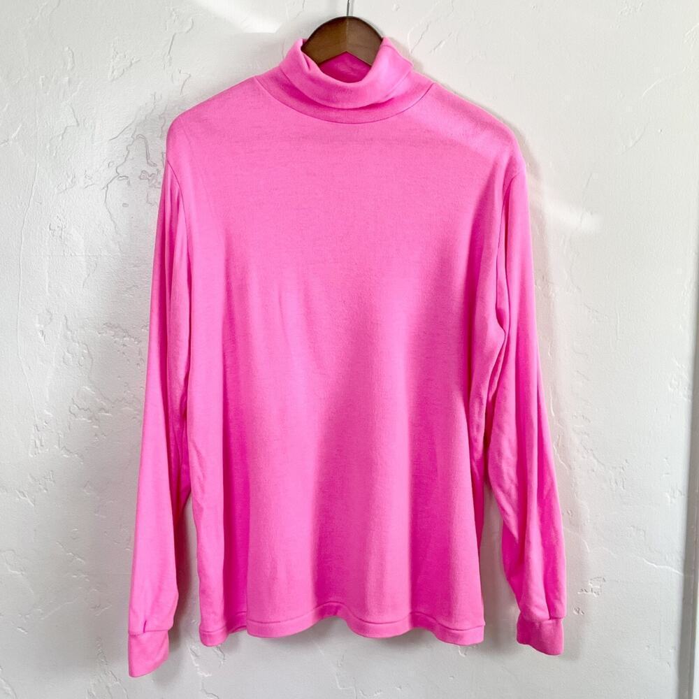 Vintage 80s Medalist Size Large Turtleneck - Hot Pink Color Changing Heat Purple